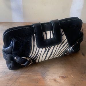 Laura Ashley Black Leather Zebra Clutch